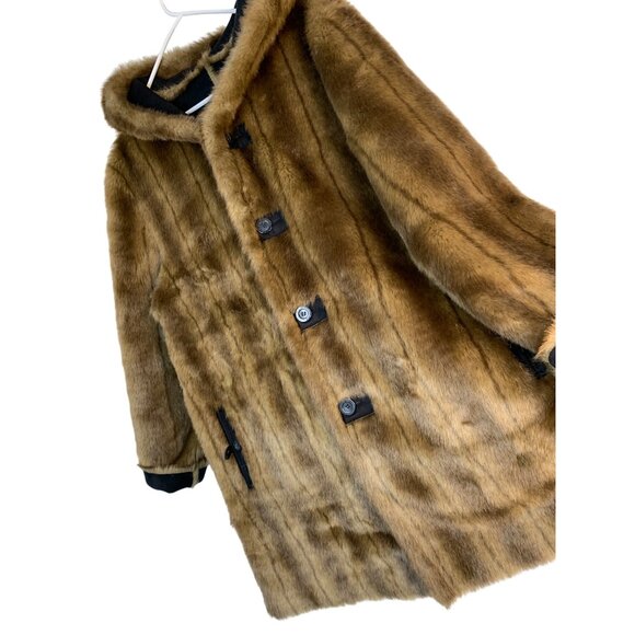 VTG 90s Rare Dennis Basso Reversible Faux Fur Suede Parka Coat Hood RR10730 Mid - Picture 1 of 15